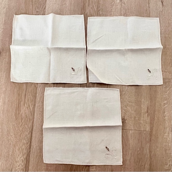 Other - Vintage 10” Square Ivory Crocheted Linen Table Cloth‎ Napkins Set Of 3